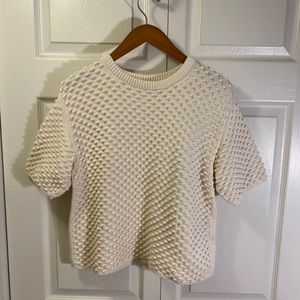 Tory Burch short sleeve bubble knit sweater.
